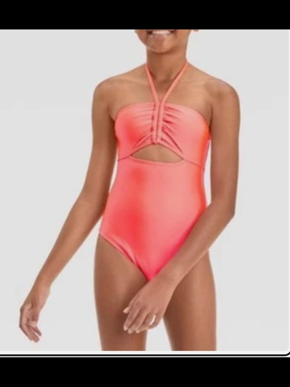 Art Class Girls One Piece Bathing Suit. Fluorescent Orange. Size S(6/7) & M(8)